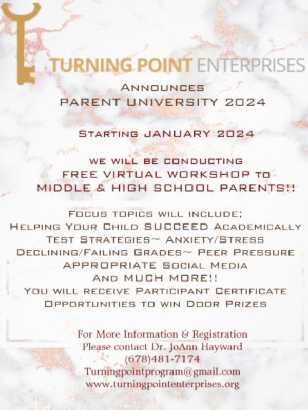 Flyer for Parent University